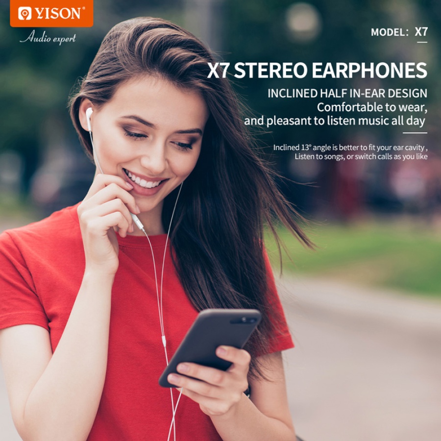 YISON earphones με μικρόφωνο X7, Lightning σύνδεση, Φ14mm, 1.2m, λευκά - Image 3