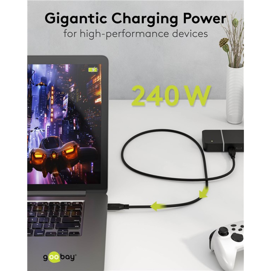 GOOBAY καλώδιο USB-C 74183, USB4, 240W, 40Gbps, 8K/60Hz, 1m, μαύρο - Image 2