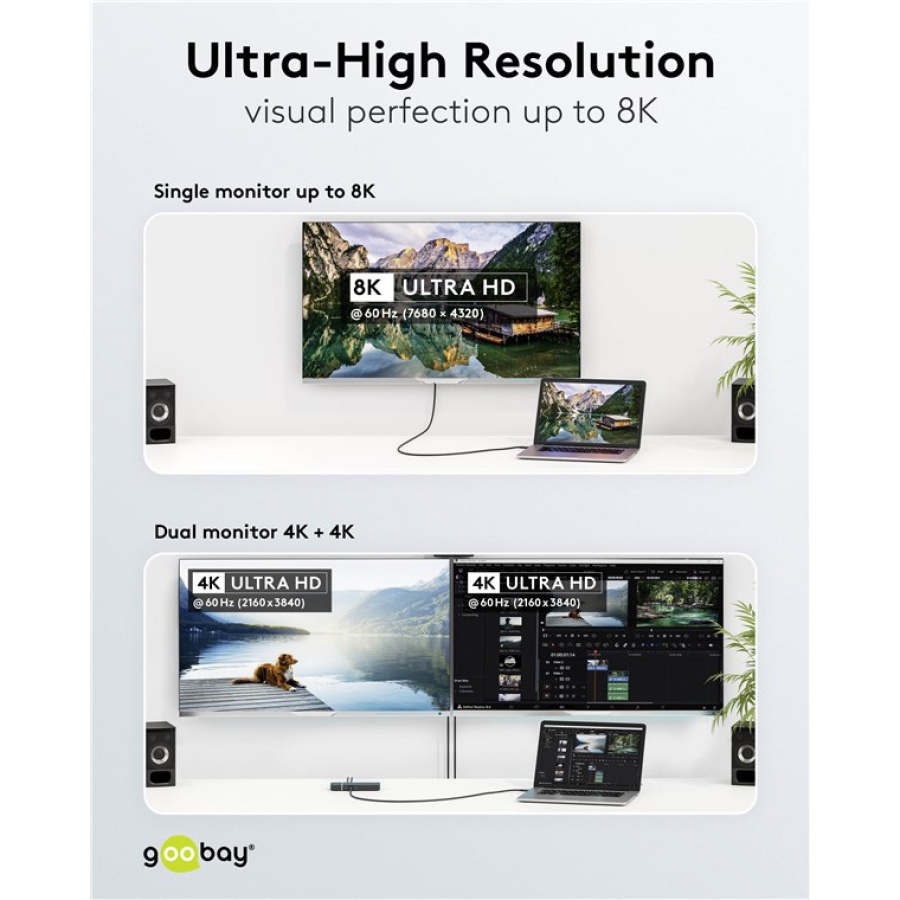 GOOBAY καλώδιο USB-C 74183, USB4, 240W, 40Gbps, 8K/60Hz, 1m, μαύρο - Image 6