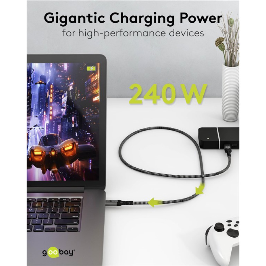 GOOBAY καλώδιο USB-C 74212, USB4, 240W, 40Gbps, 8K/60Hz, 1.5m, γκρι - Image 2