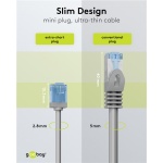 GOOBAY καλώδιο δικτύου 74220, CAT 6A U/UTP, slim, copper, 500MHz, 0.25m, γκρι - Image 3