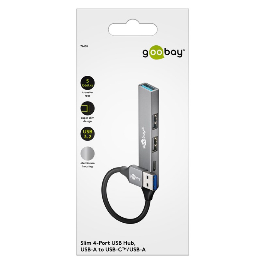 GOOBAY USB hub 74458, 4x θυρών, USB 3.2, 5Gbps, USB σύνδεση, γκρι - Image 8