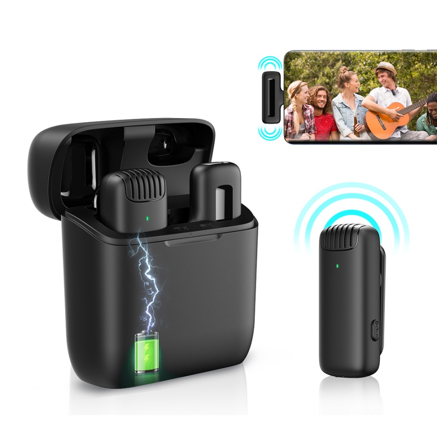 APEXEL ασύρματο μικρόφωνο APL-MIC013 με θήκη φόρτισης, Lightning, 2.4GHz, μαύρο - Image 4