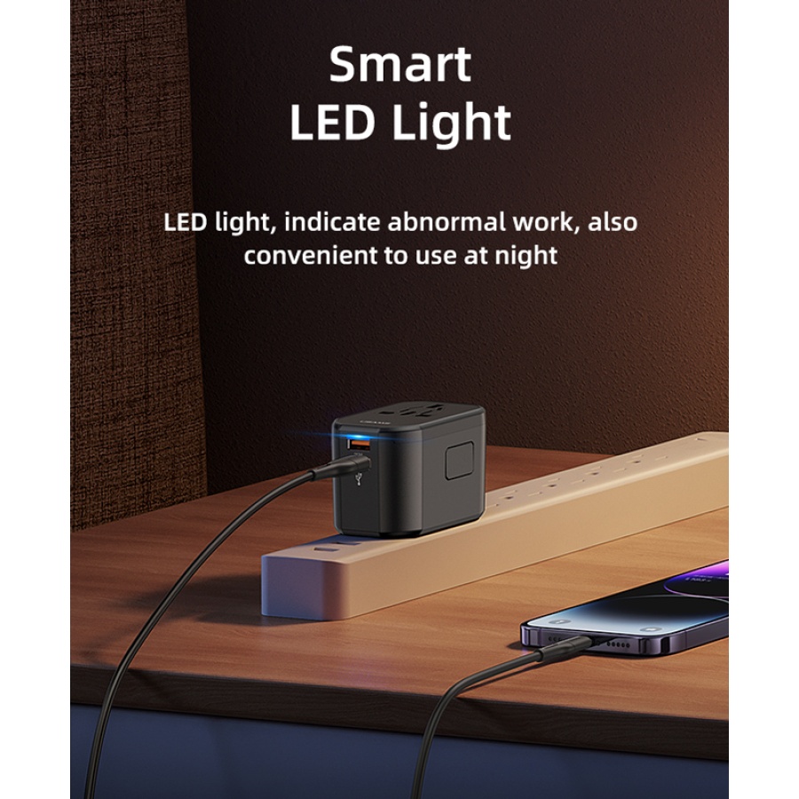 USAMS φορτιστής/αντάπτορας πρίζας US-CC179, USB-C & 2x USB, universal, 20W, μαύρος - Image 9