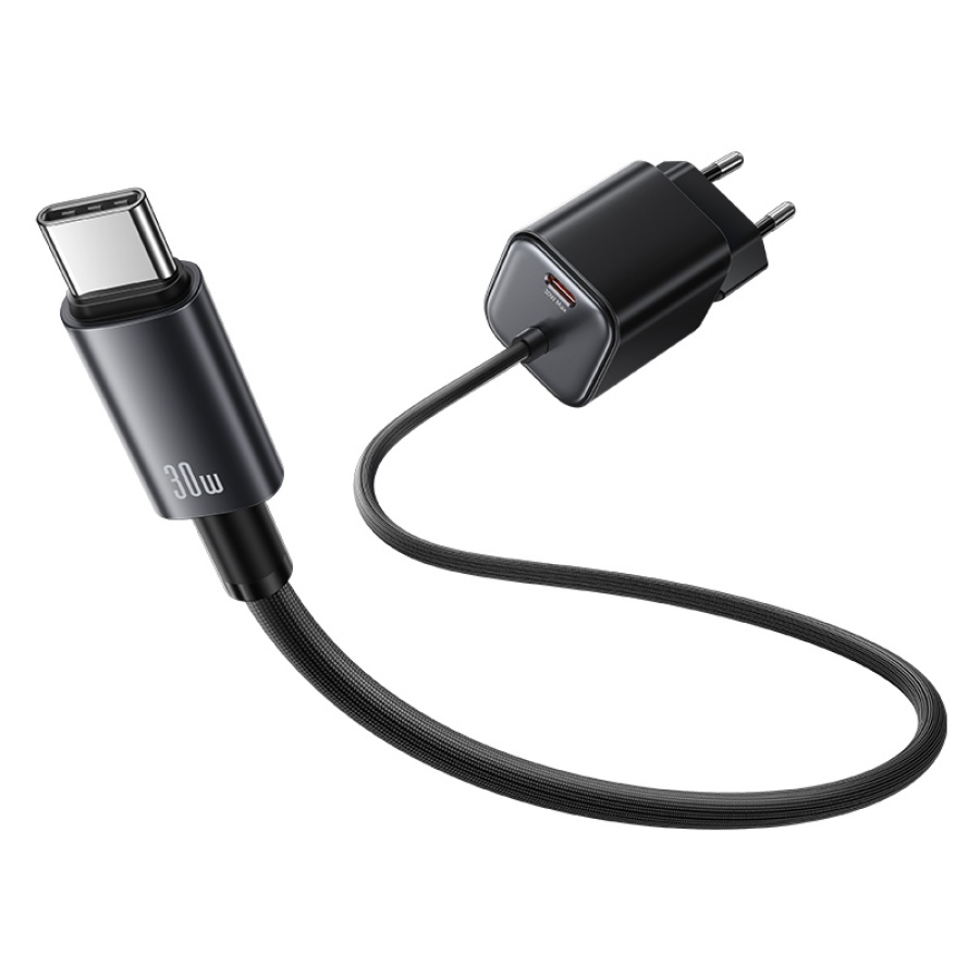 USAMS φορτιστής τοίχου CC264 με καλώδιο, USB-C, 30W, GaN, μαύρος - Image 4