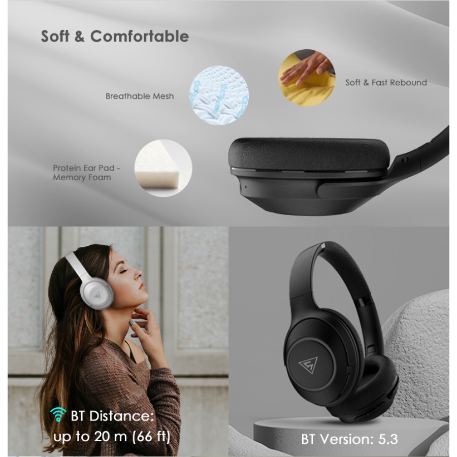 DOQAUS headphones FOCUS 5, ασύρματα & ενσύρματα, Φ40mm, 1000mAh, μωβ - Image 6