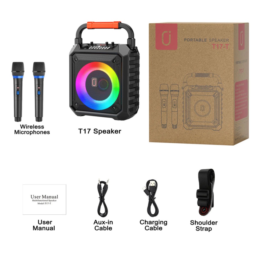 JYX φορητό ηχείο T17-T με 2x μικρόφωνα, 15W, 3000mah, LED, μαύρο - Image 11