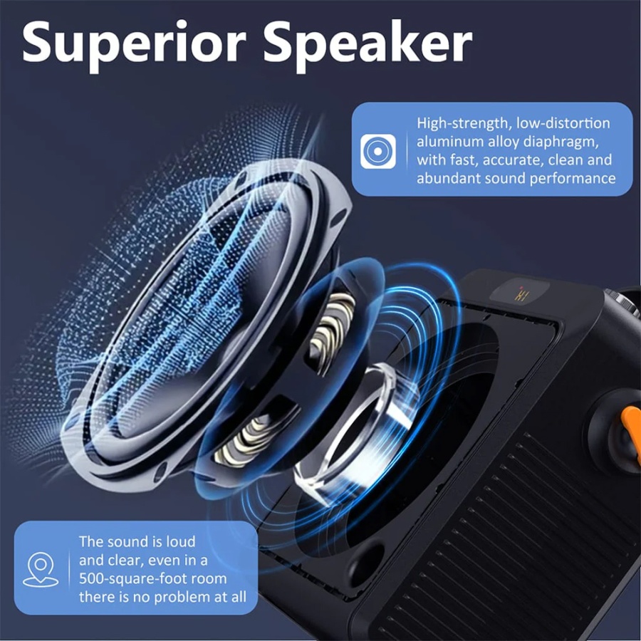 JYX φορητό ηχείο T19-T με 2x μικρόφωνα, 18W, 3000mah, LED, μαύρο - Image 4