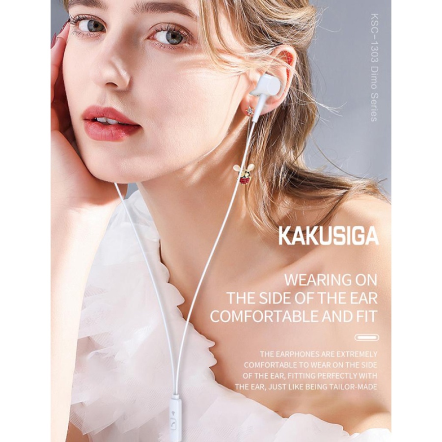 KAKUSIGA earphones με μικρόφωνο KSC-1303, 3.5mm σύνδεση, 10mm, 1.1m, λευκά - Image 2