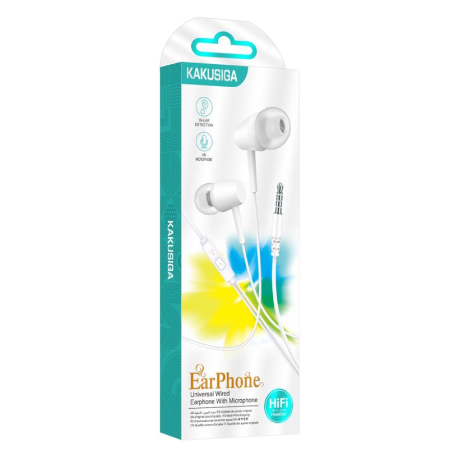 KAKUSIGA earphones με μικρόφωνο KSC-1303, 3.5mm σύνδεση, 10mm, 1.1m, λευκά - Image 4
