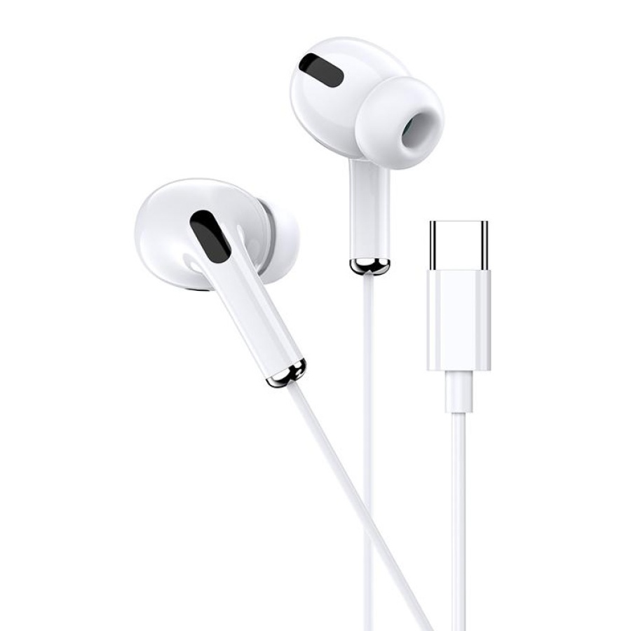 KAKUSIGA earphones με μικρόφωνο KSC-727, USB-C σύνδεση, 14.2mm, 1.2m, λευκά - Image 3