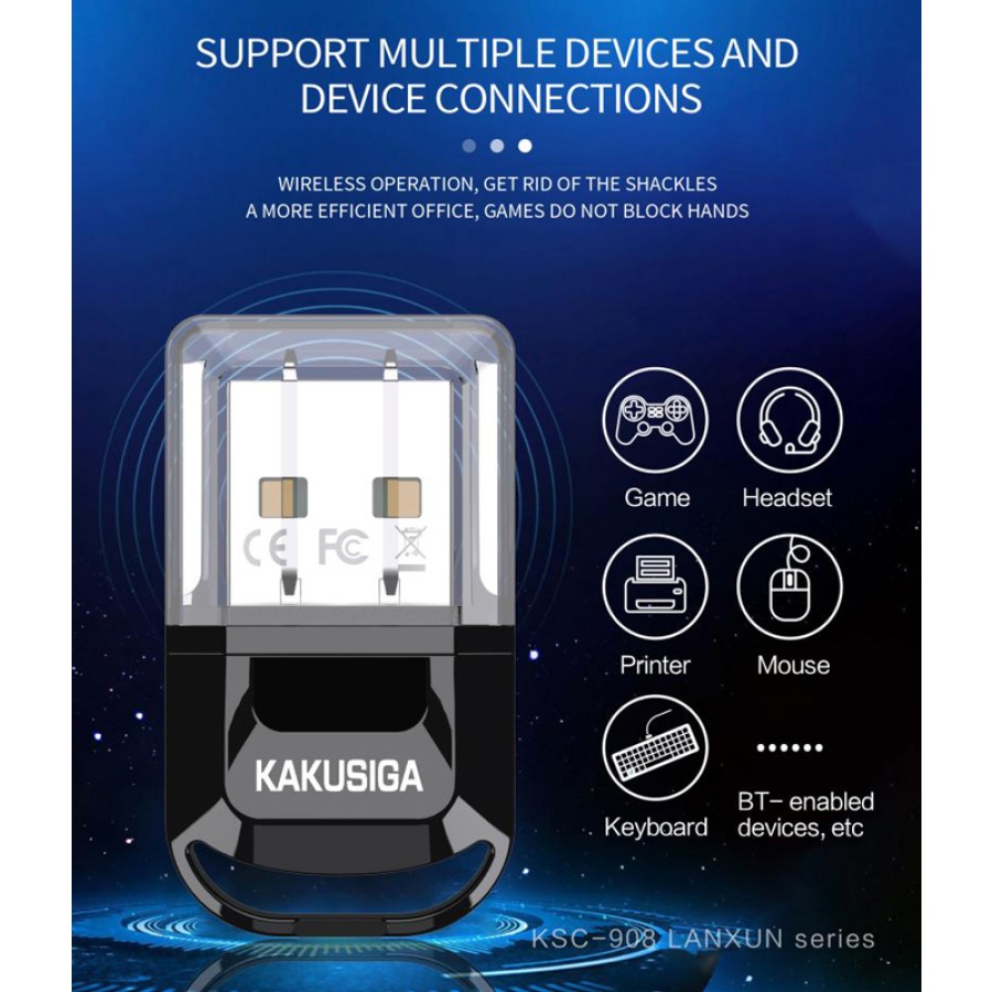 KAKUSIGA USB αντάπτορας Bluetooth 5.0 KSC-908, μαύρος - Image 3