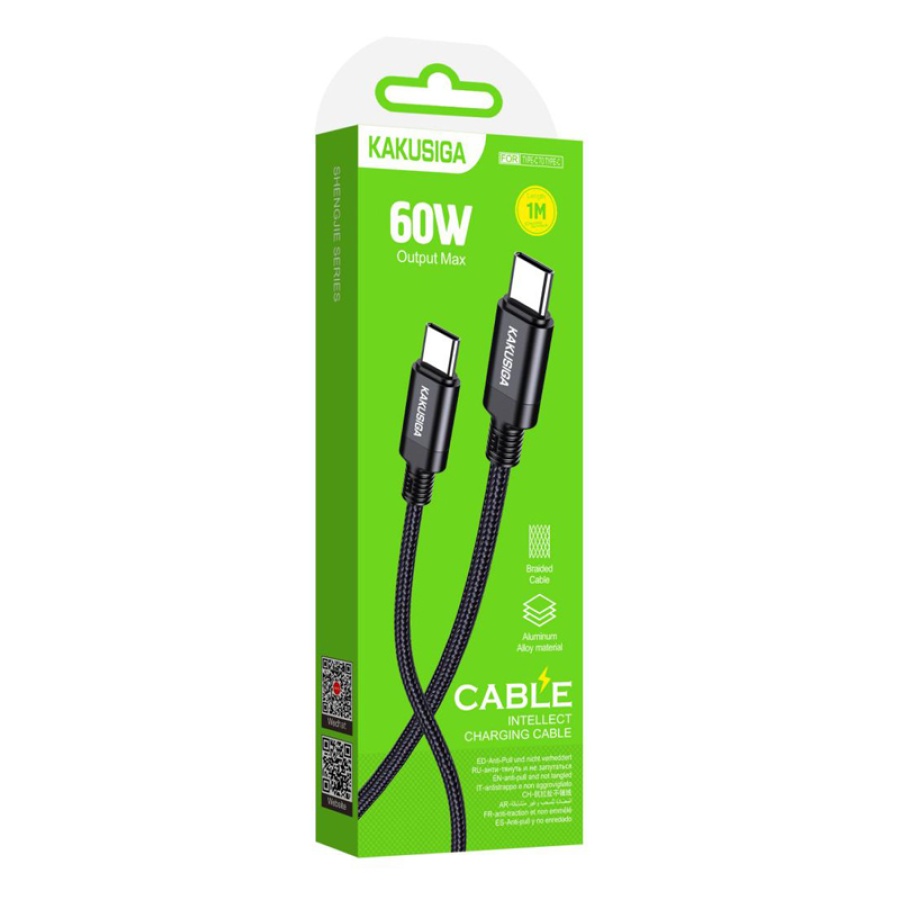 KAKUSIGA καλώδιο USB-C σε USB-C KSC-970, 60W, 480Mbps, 1m, μαύρο - Image 4