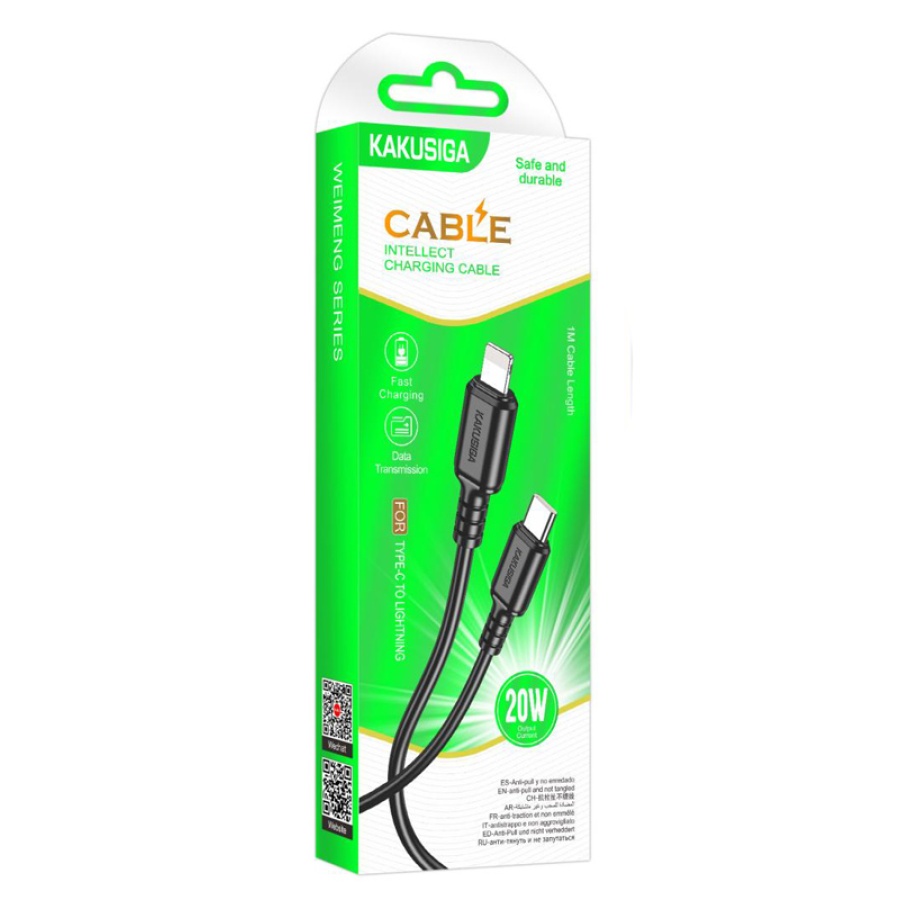 KAKUSIGA καλώδιο Lightning σε USB-C KSC-982, 20W, 480Mbps, 1m, μαύρο - Image 3