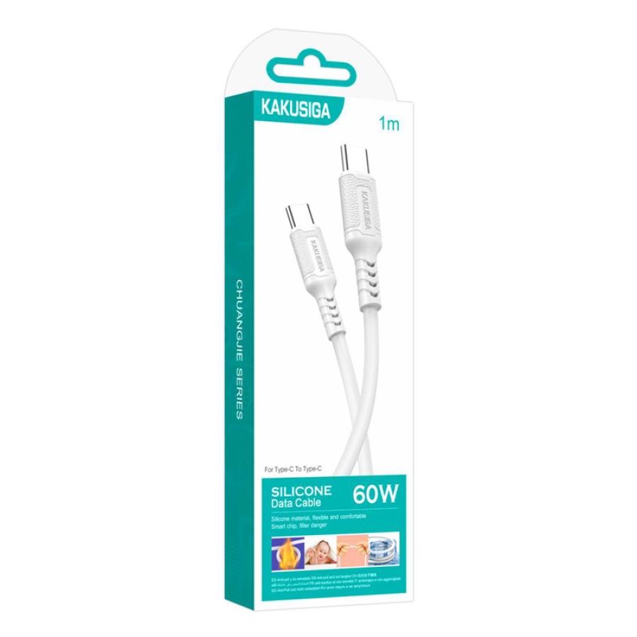 KAKUSIGA καλώδιο USB-C σε USB-C KSC-984, σιλικόνης, 60W, 480Mbps, 1m, λευκό - Image 4