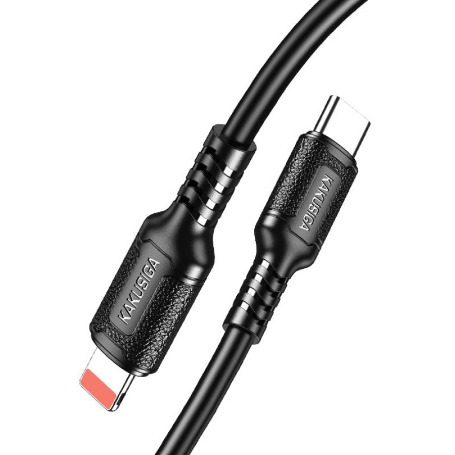KAKUSIGA καλώδιο Lightning σε USB-C KSC-984, σιλικόνης, 27W, 480Mbps, 1m, μαύρο - Image 3
