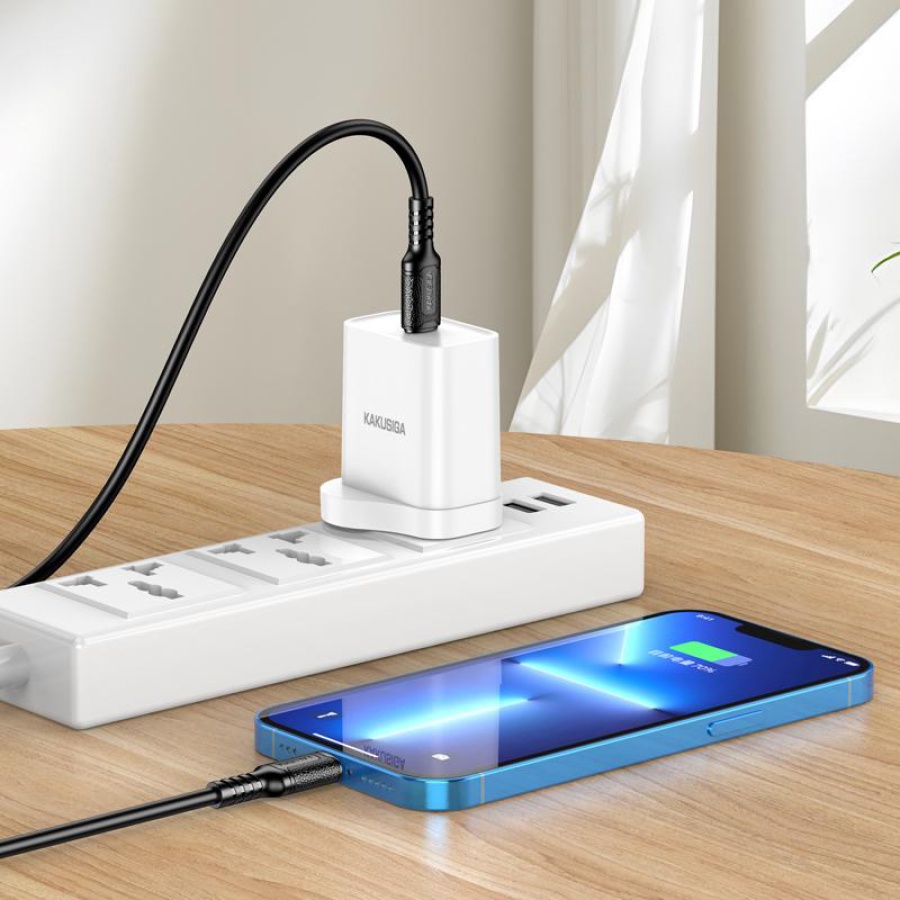 KAKUSIGA καλώδιο Lightning σε USB-C KSC-984, σιλικόνης, 27W, 480Mbps, 1m, λευκό - Image 2