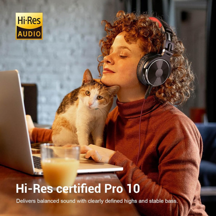 ONEODIO headset Studio Pro 10, 6.35mm & 3.5mm σύνδεση, Hi-Res, 50mm, μαύρο/κόκκινο - Image 2