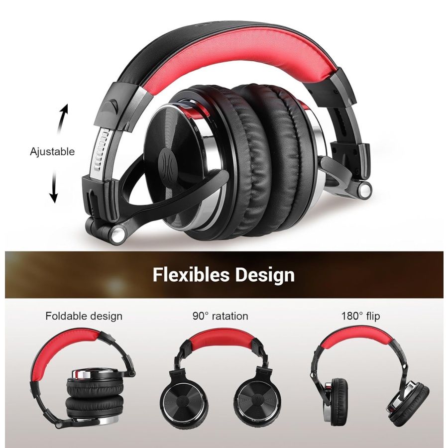 ONEODIO headset Studio Pro 10, 6.35mm & 3.5mm σύνδεση, Hi-Res, 50mm, μαύρο/κόκκινο - Image 7