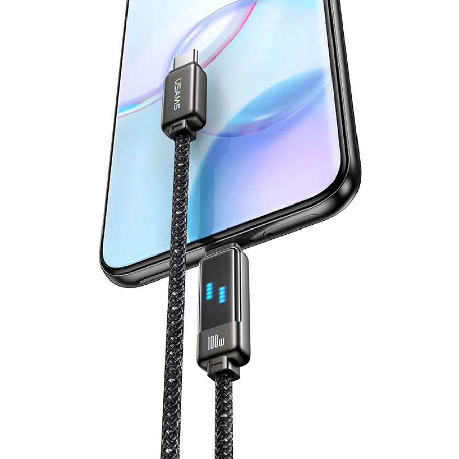 USAMS καλώδιο USB-C SJ744, 100W, 480Mbps, 1.2m, μαύρο - Image 3