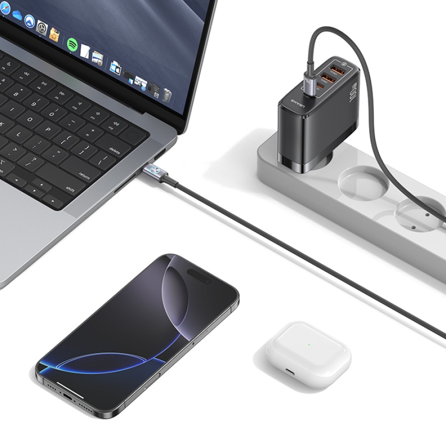 USAMS καλώδιο USB-C SJ751, 240W, 480Mbps, 1.2m, μπεζ - Image 3