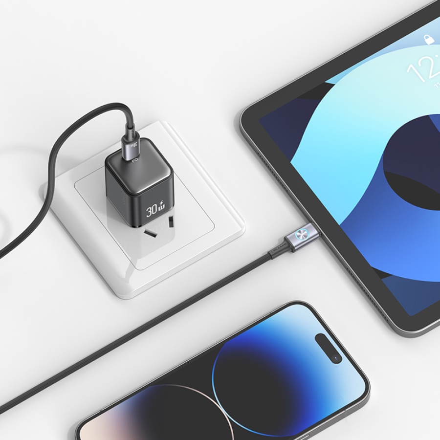 USAMS καλώδιο Lightning σε USB-C SJ753, 30W, 480Mbps, 1.2m, μαύρο - Image 2
