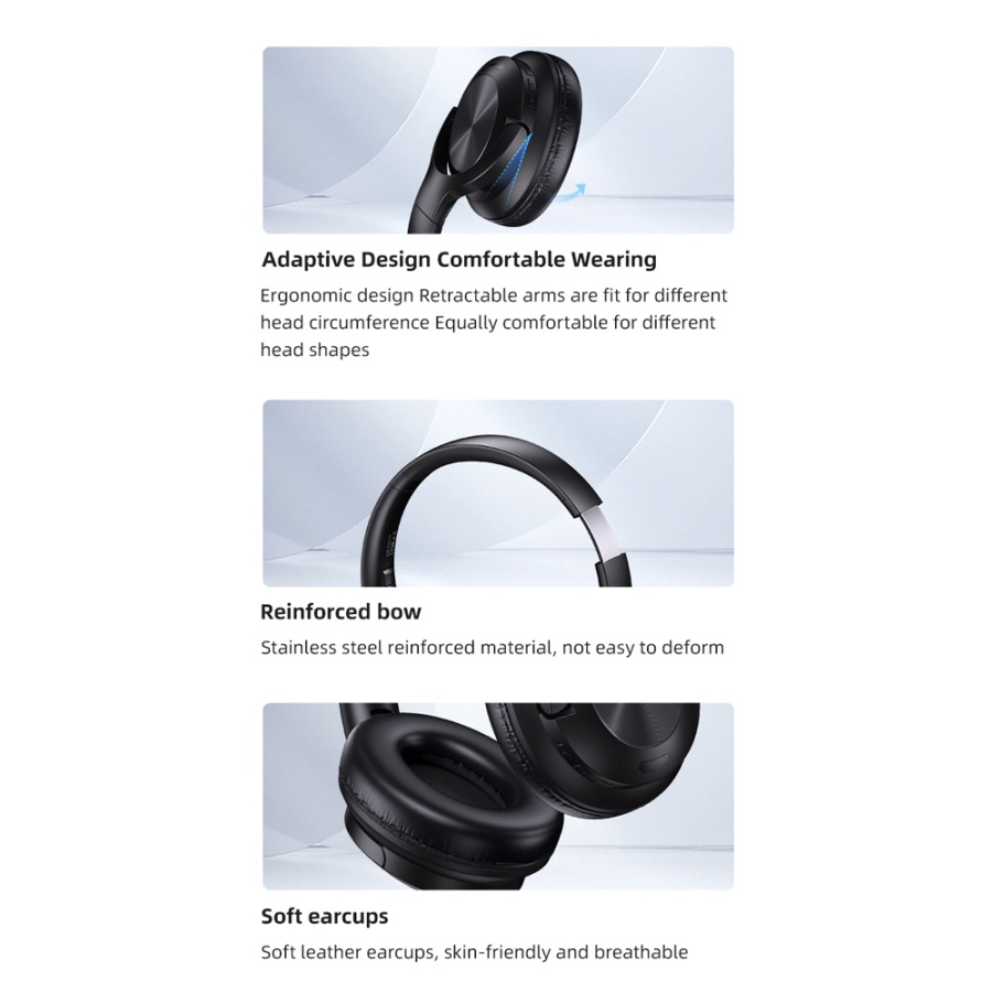 USAMS headphones YH21, ασύρματα & ενσύρματα, Φ40mm, 500mAh, μαύρα - Image 5