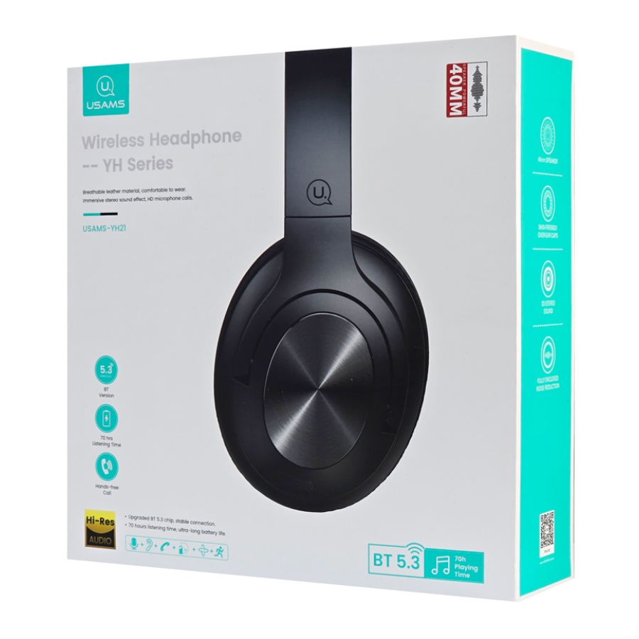USAMS headphones YH21, ασύρματα & ενσύρματα, Φ40mm, 500mAh, μαύρα - Image 8