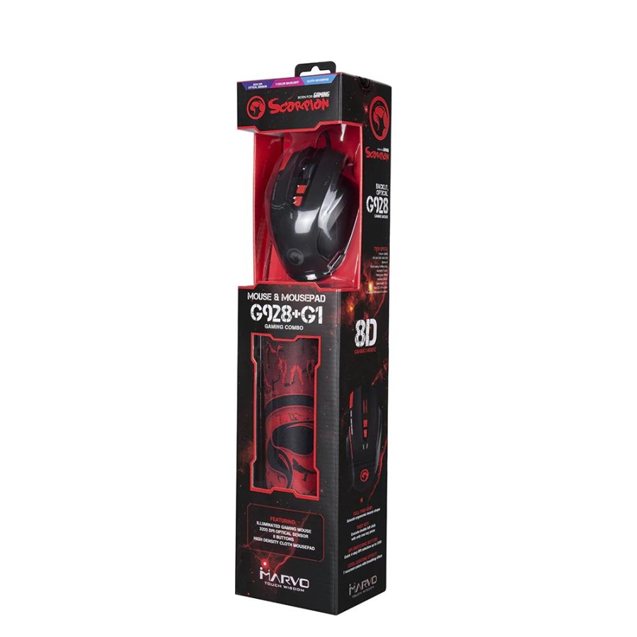 MARVO G928+G1 ΕΝΣΥΡΜΑΤΟ GAMING ΠΟΝΤΙΚΙ+MOUSEPAD - Image 4