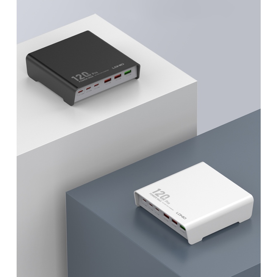 LDNIO σταθμός φόρτισης Q605, 3x USB-C & 3x USB, 120W, PD/QC, μαύρος - Image 2