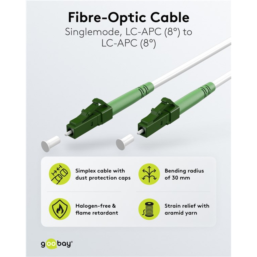 GOOBAY καλώδιο οπτικής ίνας LC-APC 59583, Singlemode OS2, 0.5m, λευκό - Image 2