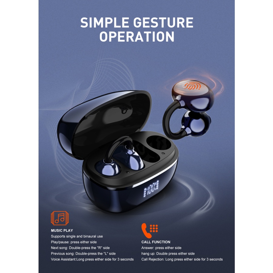 LDNIO earphones με θήκη φόρτισης T09, OWS, Φ10mm, 35/400mAh, μπλε - Image 4