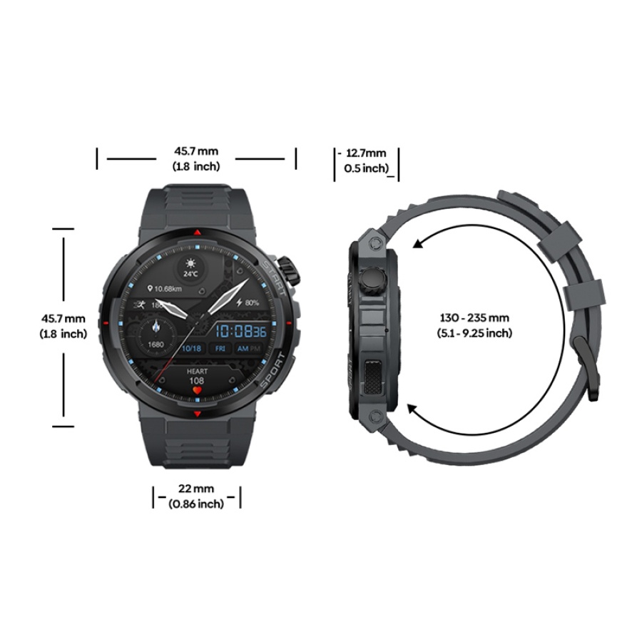 ZEBLAZE smartwatch Ares 3 Plus, heart rate, 1.43" AMOLED, IP68, μαύρο - Image 7