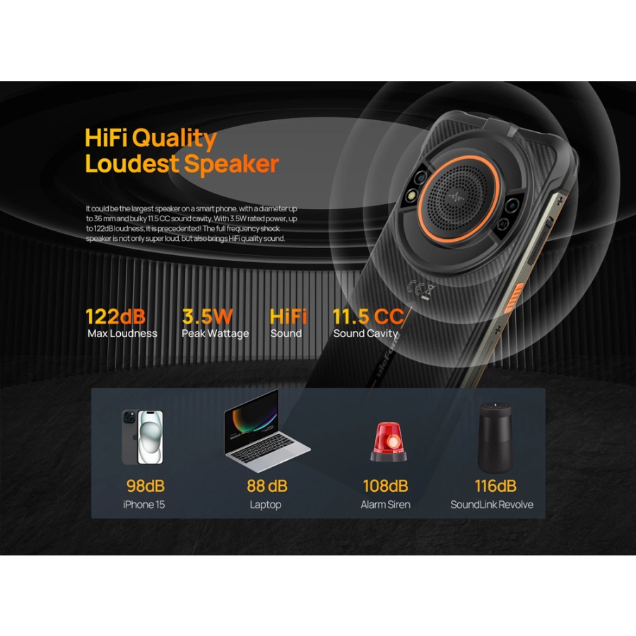 ULEFONE smartphone Power Armor 16S με ηχείο 3.5W, 5.93", 8/128GB, 9600mAh, IP68/IP69K, μαύρο - Image 12