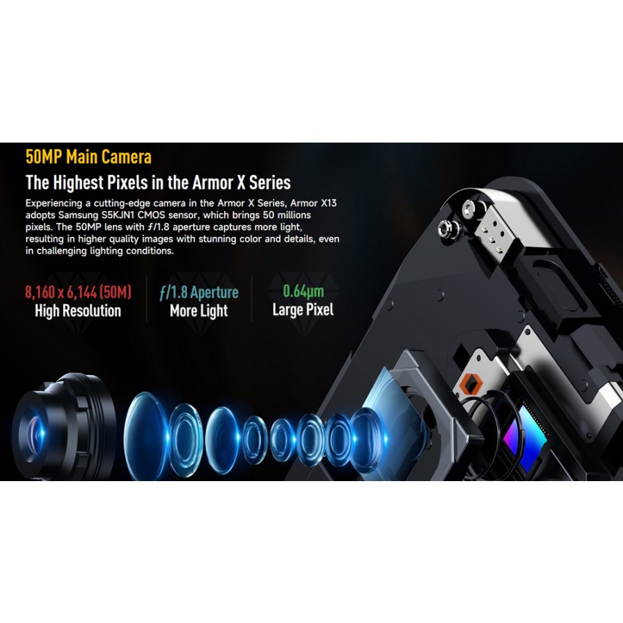 ULEFONE smartphone Armor X13, 6.52", 6/64GB, 6320mAh, IP68/IP69K, μαύρο - Image 7