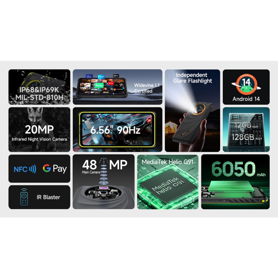 ULEFONE smartphone Armor X31, 6.56", 6/128GB, 6050mAh, IP68/IP69K, μαύρο - Image 2
