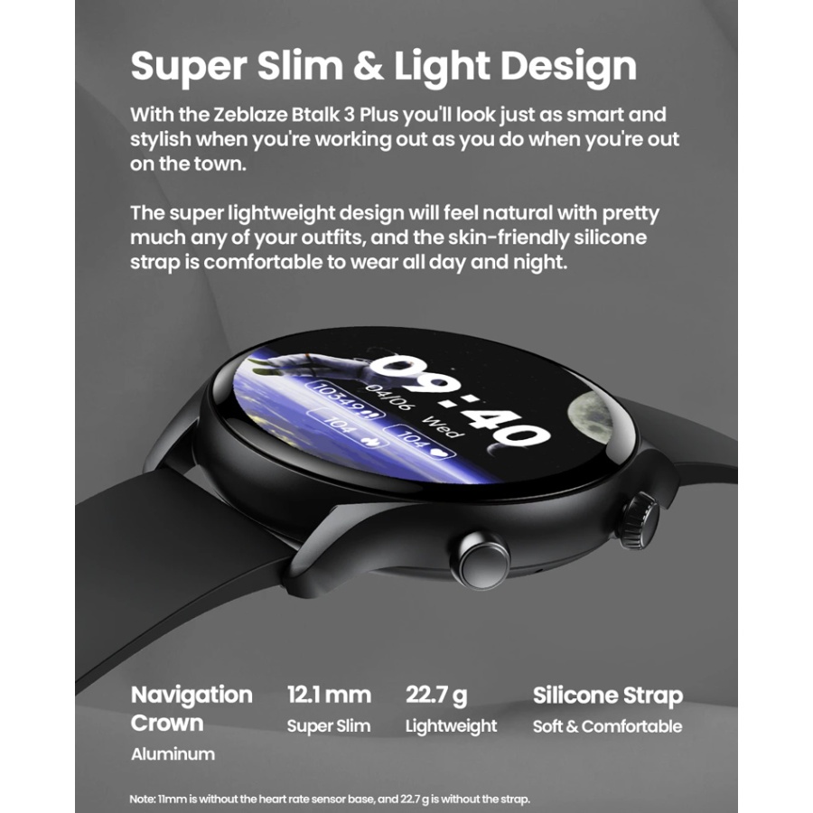 ZEBLAZE smartwatch Btalk 3 Plus, heart rate, 1.39" IPS, μαύρο - Image 4