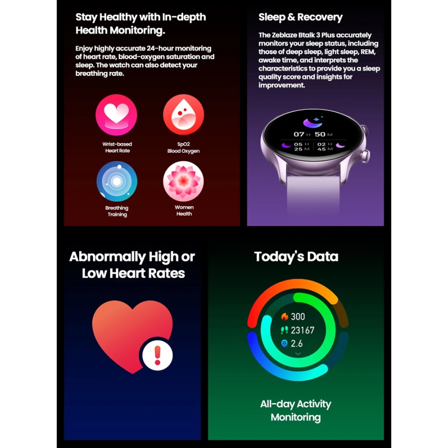 ZEBLAZE smartwatch Btalk 3 Plus, heart rate, 1.39" IPS, μαύρο - Image 2