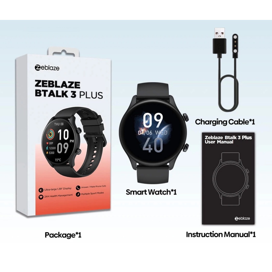 ZEBLAZE smartwatch Btalk 3 Plus, heart rate, 1.39" IPS, μαύρο - Image 6