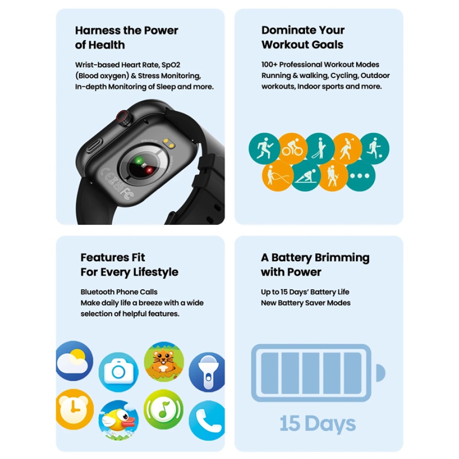 ZEBLAZE smartwatch Btalk Plus, heart rate, 2.03" IPS, IP68, μαύρο - Image 8