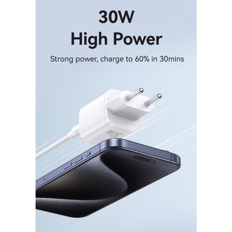 USAMS φορτιστής τοίχου US-CC251, USB-C, 30W, GaN, μαύρος - Image 3