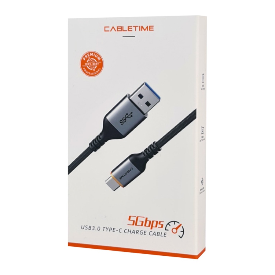 CABLETIME καλώδιο USB-C σε USB CT-AMCMG1, 3A, 5Gbps, 1m, μαύρο - Image 5