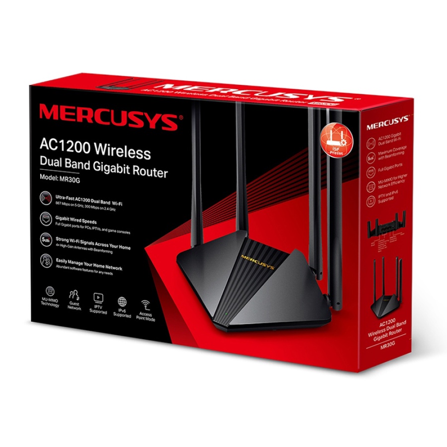 MERCUSYS wireless Gigabit router MR30G, Wi-Fi 1200Mbps AC1200, Ver. 1.0 - Image 5