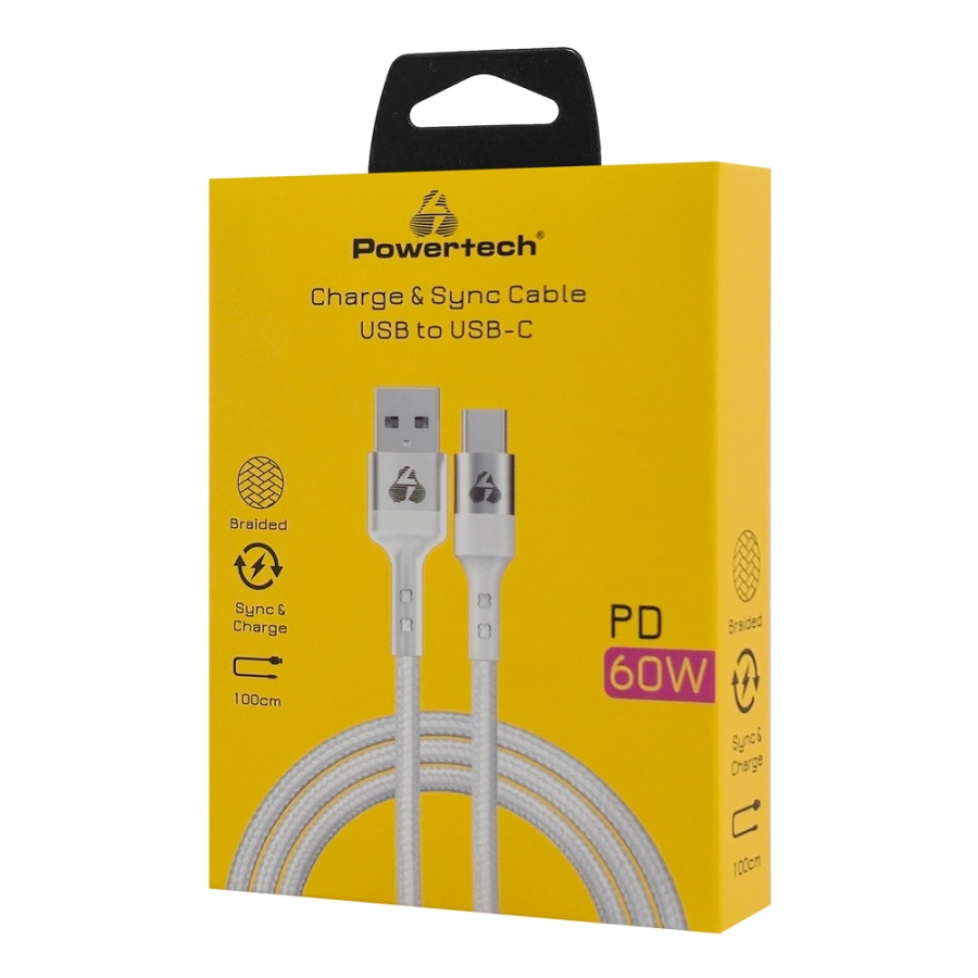 POWERTECH καλώδιο USB-C σε USB PTR-0160, 60W, 480Mbps, 1m, λευκό - Image 2