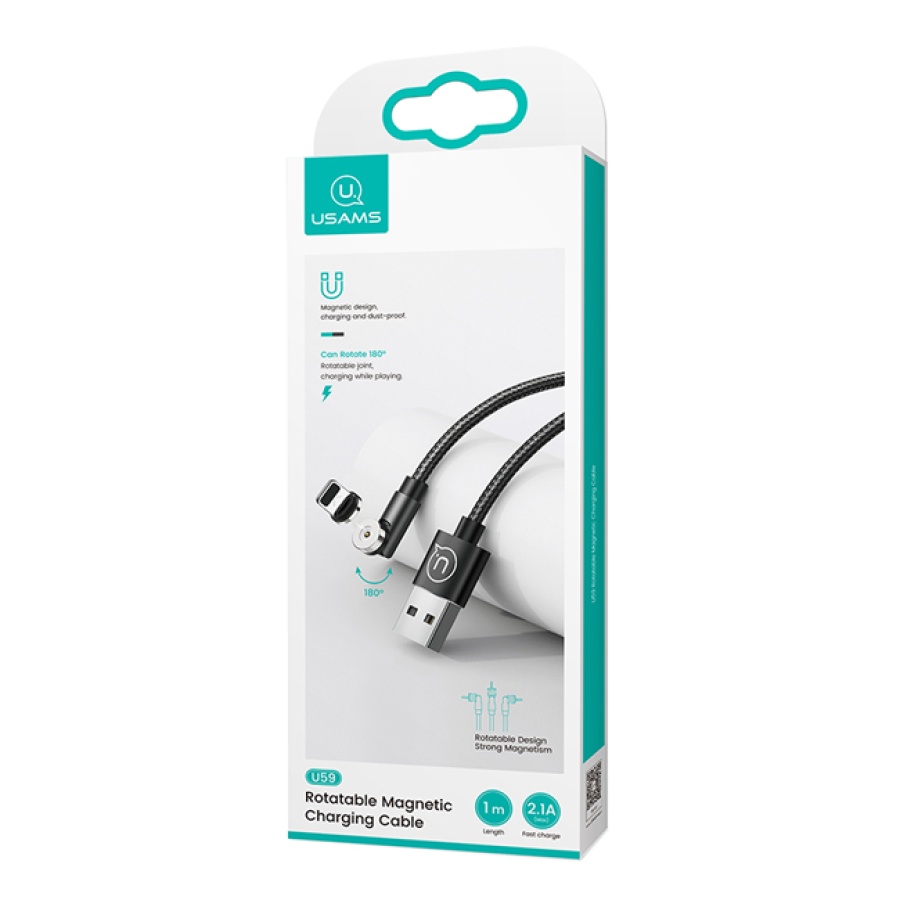 USAMS καλώδιο USB σε lightning US-SJ472, μαγνητικό, 2.1A, 1m, μαύρο - Image 7