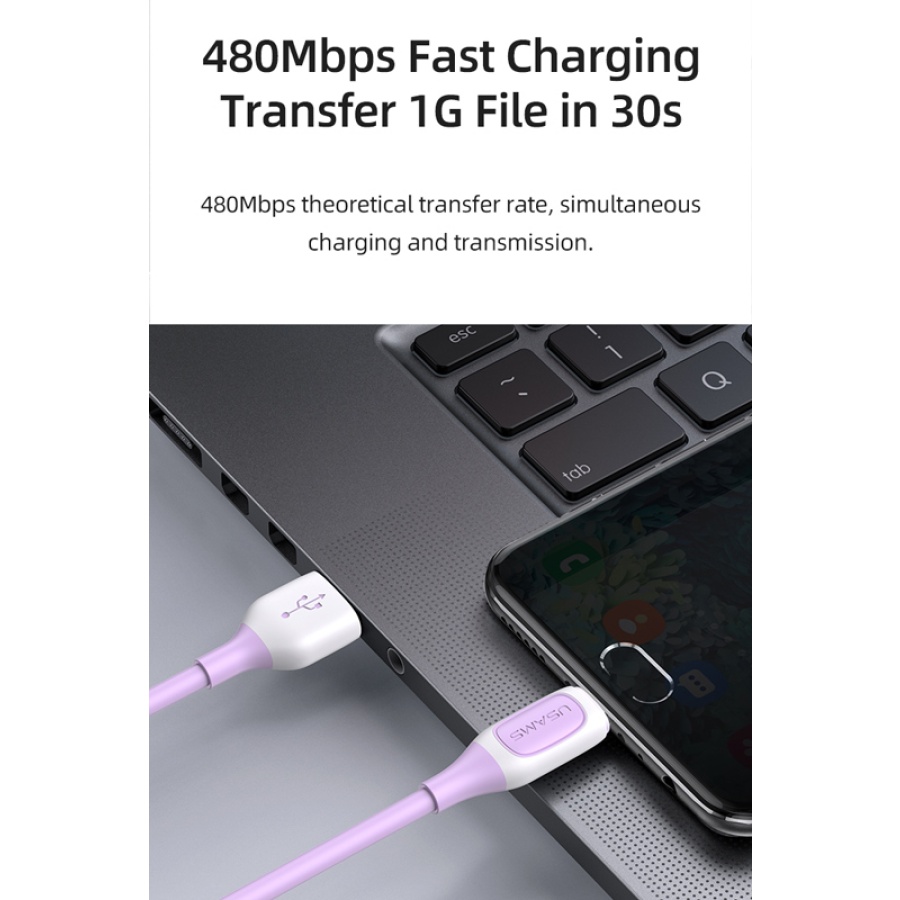 USAMS καλώδιο Lightning σε USB US-SJ595, 2.4A, 1m, μαύρο - Image 4
