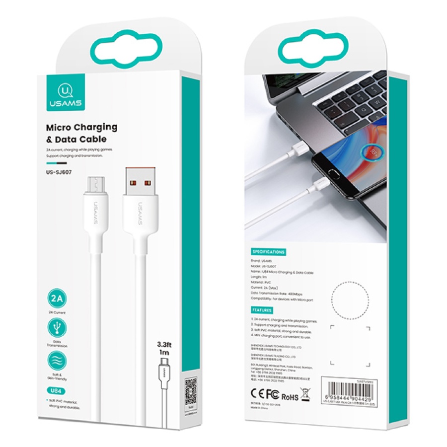 USAMS καλώδιο micro USB σε USB US-SJ607, 2A, 1m, λευκό - Image 4