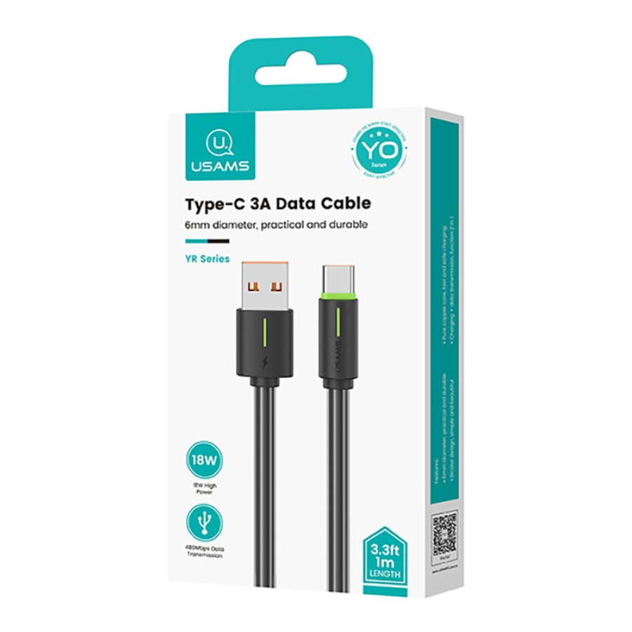 USAMS καλώδιο USB-C σε USB US-SJ732, 3A, 480Mbps, 1m, μαύρο - Image 4