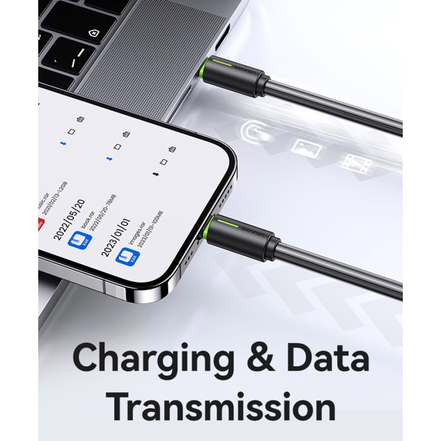 USAMS καλώδιο Lightning σε USB-C US-SJ735, 30W, 480Mbps, 1m, λευκό - Image 3