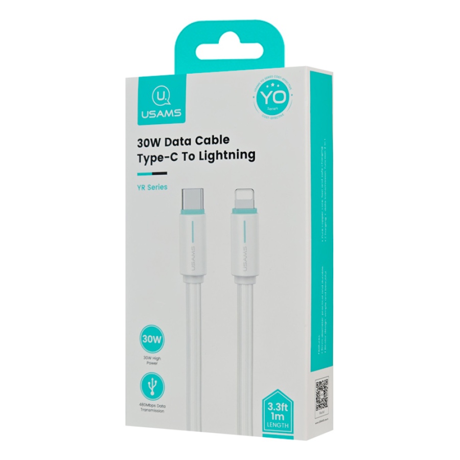 USAMS καλώδιο Lightning σε USB-C US-SJ735, 30W, 480Mbps, 1m, λευκό - Image 4
